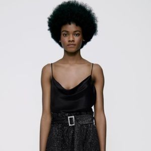 Zara Satin Black Camisole, Size XL